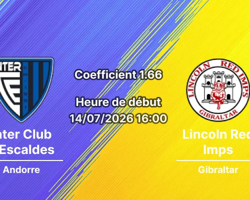 Pronostic Inter Escaldes Lincoln Red Imps – match retour UCL qualif., Estadi Nacional d'Andorra, 14 juillet 2026