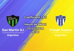Pronostic San Martín San Juan Tristán Suárez – Estadio Ingeniero Hilario Sánchez San Juan, Primera Nacional Argentine Round 21, 20 juillet 2026