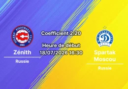 Pronostic Zénith Saint-Pétersbourg Spartak Moscou – Stade Nijni Novgorod, Super Coupe de Russie 18 juillet 2026