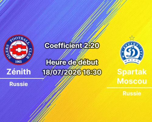 Pronostic Zénith Saint-Pétersbourg Spartak Moscou – Stade Nijni Novgorod, Super Coupe de Russie 18 juillet 2026