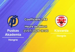 Pronostic Puskas Akademia Kisvarda – Pancho Arena Felcsút, NB I Hongrie 2026-27, 31 juillet