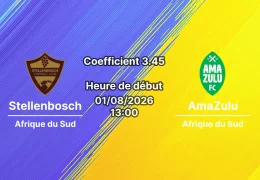 Pronostic Stellenbosch AmaZulu – Sugar Ray Xulu Stadium Durban, Betway Premiership 2026-27, 1er août