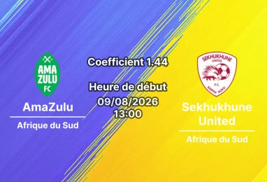 Pronostic AmaZulu Sekhukhune United – Chatsworth Stadium, Durban, MTN8 2026/27 Quart de finale 9 août 2026