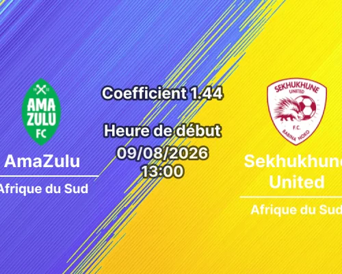 Pronostic AmaZulu Sekhukhune United – Chatsworth Stadium, Durban, MTN8 2026/27 Quart de finale 9 août 2026