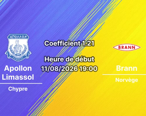 Pronostic Apollon Limassol Brann — stade Alphamega, Kolossi, Ligue Europa Conférence 2026/27, 11 août 2026