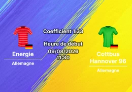 Pronostic Energie Cottbus Hannover 96 – LEAG Energie Stadion, Cottbus, 2. Bundesliga Journée 1 9 août 2026
