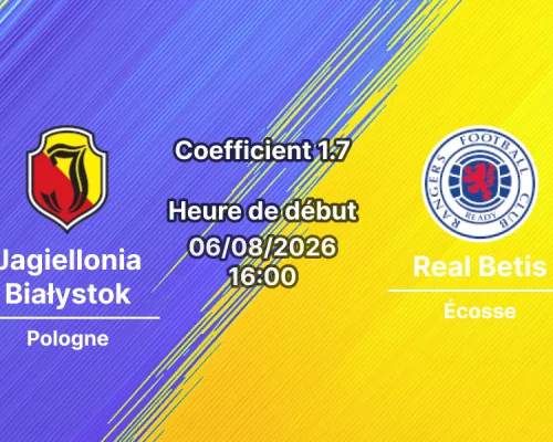 Pronostic Jagiellonia Białystok Rangers – Chorten Arena, Białystok, Ligue Europa 3e tour de qualification match aller 6 août 2026
