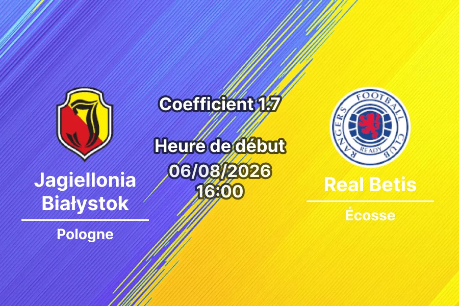 Pronostic Jagiellonia Białystok Rangers – Chorten Arena, Białystok, Ligue Europa 3e tour de qualification match aller 6 août 2026