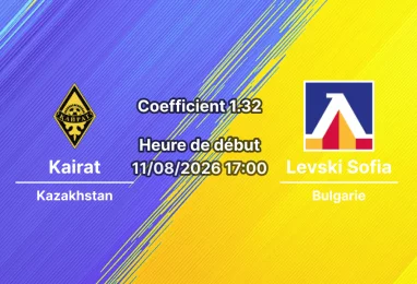 Pronostic Kairat Levski Sofia — Turkistan Arena, Ligue des Champions 2026/27, 11 août 2026