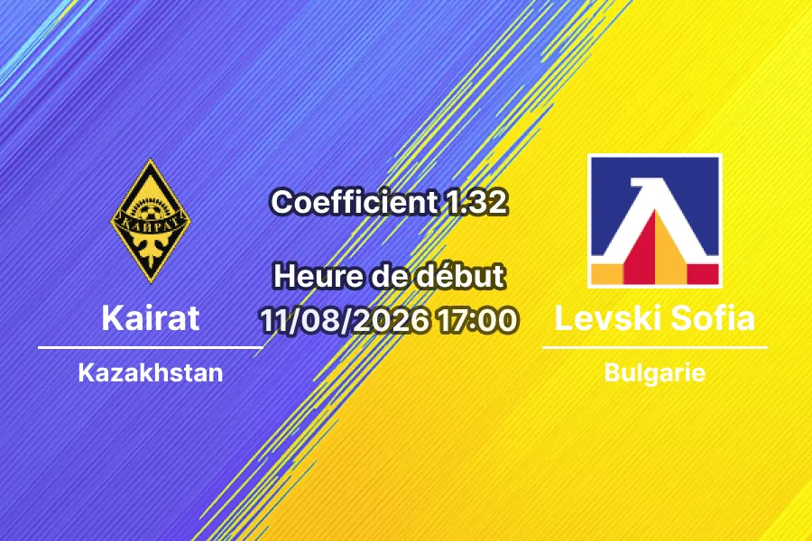 Pronostic Kairat Levski Sofia — Turkistan Arena, Ligue des Champions 2026/27, 11 août 2026
