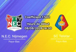 Pronostic NEC Nijmegen SC Telstar – Goffertstadion Nijmegen, Eredivisie Journée 1 8 août 2026