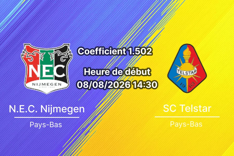 Pronostic NEC Nijmegen SC Telstar – Goffertstadion Nijmegen, Eredivisie Journée 1 8 août 2026