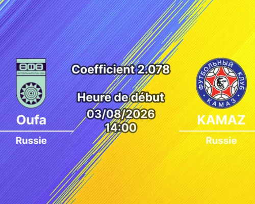 Pronostic Oufa KAMAZ – Stade Neftyanik Ufa, Pervaya Liga Russie 2026-27, 3 août