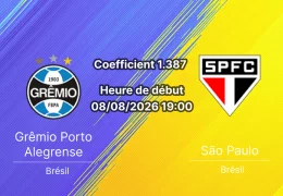Pronostic Grêmio Porto Alegrense São Paulo – Arena do Grêmio, Brasileirão Série A Journée 22 8 août 2026