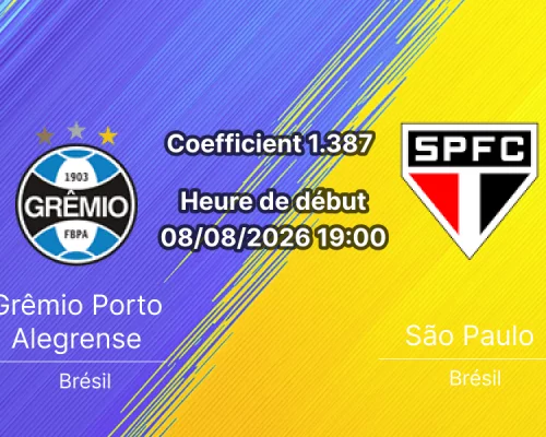 Pronostic Grêmio Porto Alegrense São Paulo – Arena do Grêmio, Brasileirão Série A Journée 22 8 août 2026