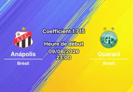 Pronostic Anápolis Guarani – Estádio Jonas Duarte, Anápolis, Brasileirão Série C Journée 16, 10 août 2026