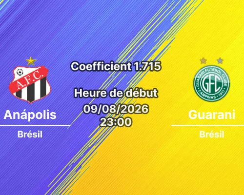 Pronostic Anápolis Guarani – Estádio Jonas Duarte, Anápolis, Brasileirão Série C Journée 16, 10 août 2026