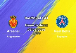 Pronostic Arsenal Real Betis – Aviva Stadium, Dublin, match amical pré-saison 5 août 2026