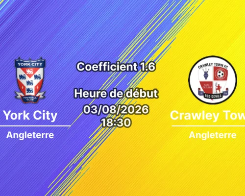 Pronostic York City Crawley Town – LNER Community Stadium York, Carabao Cup 2026-27, 3 août