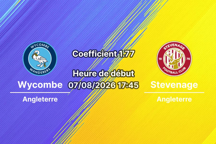 Pronostic Wycombe Wanderers Stevenage – Adams Park, High Wycombe, Carabao Cup Premier tour 7 août 2026
